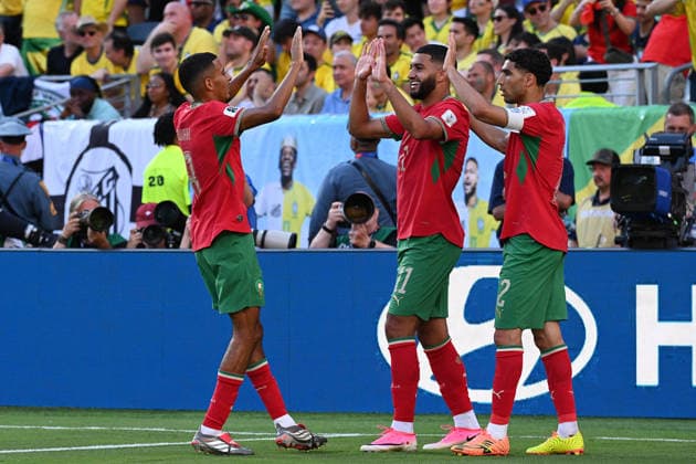 IPA85659676 - Ismael Saibari (Morocco) celebrates after scoring a goal during the Brazil vs. Morocco match at the FIFA World Cup, WM, Weltmeisterschaft, Fussball in New York, USA, on June 13, 2026  Copyright: xPasqualexGolia IPAxSportx xx 85659676
