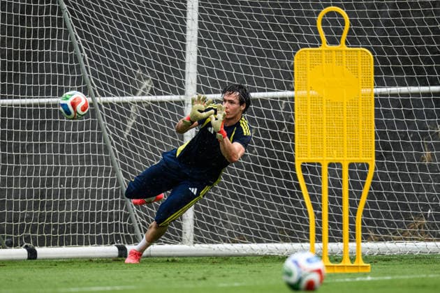 260614 Goalkeeper Jacob Widell Zetterström of the Swedish national football team at a training session during day 3 of the FIFA World Cup 2026 on June 14, 2026 in Monterrey Photo Joel Marklund BILDBYRAN kod JM PA1232 fotboll football soccer fotball vm fotbolls vm fotball vm fotbolls vm 2026 fifa world cup 2026 träning practice training sverige sweden sverige a day 3 bbeng  Copyright: JOELxMARKLUND BB260614JM016