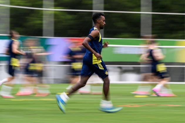 260614 of the Swedish national football team at a training session during day 3 of the FIFA World Cup 2026 on June 14, 2026 in Monterrey Photo Petter Arvidson BILDBYRAN kod PA PA1232 fotboll football soccer fotball vm fotbolls vm fotball vm fotbolls vm 2026 fifa world cup 2026 träning practice training sverige sweden sverige a day 3 bbeng  Copyright: PETTERxARVIDSON BB260614PA039