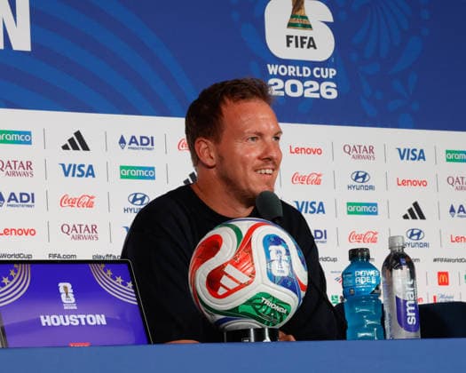 June 13, 2026, Houston, Texas, USA: Germany manager JULIAN NAGELSMANN speaks to members of the media during a press conference, PK, Pressekonferenz at Houston Stadium ahead of their opening Group E match against CuraoÂßao at the 2026 FIFA World Cup, WM, Weltmeisterschaft, Fussball Germany Press Conference - FIFA World Cup 2026  - ZUMAa325 20260613_zsa_a325_002 Copyright: xDavidxBalleringxIix
