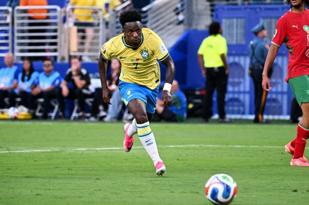 Soccer, International match, Men, FIFA World Cup 2026, Soccer World Cup, USA, Group C, MetLife Stadium New Jersey Brazil Morocco 1 1 Vinicius Junior BRA Action, Single image