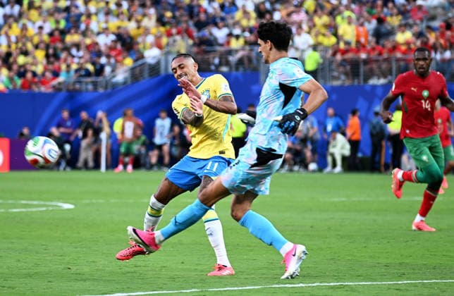 Football, International match, Men, FIFA World Cup 2026, Football World Cup, USA, Group C, MetLife Stadium New Jersey Brazil Morocco 1 1 Raphinha BRA , Yassine Bounou MOR Action