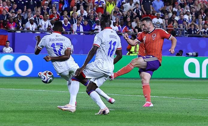 John McGinn of Scotland scores a goal to make the score 0-1 Haiti v Scotland, 2026 FIFA World Cup, WM, Weltmeisterschaft, Fussball Group C, Football, Boston Stadium, Foxborough, Massachusetts, USA - 13 Jun 2026Foxborough Boston Stadium Massachusetts (MA) United States of America EDITORIAL USE ONLY No use with unauthorised audio, video, data, fixture lists, club league logos or live services. Online in-match use limited to 120 images, no video emulation. No use in betting, games or single club league player publications.  Copyright: xMichaelxZemanek Shutterstockx 16924167ap
