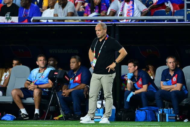 Haiti v Scotland - FIFA World Cup, WM, Weltmeisterschaft, Fussball 2026 - Group C FOXBOROUGH, UNITED STATES - JUNE 13: Head coach of Haiti, Sebastien Migne looks on during the 2026 FIFA World Cup First Stage Group C match between Haiti and Scotland at Gillette Stadium (Boston Stadium) in Foxborough, Massachusetts, United States on June 13, 2026. Abdulhamid Hosbas Anadolu Massachusetts United States. Editorial use only. Please get in touch for any other usage.  Copyright: x2026xAnadoluxAbdulhamidxHosbasx