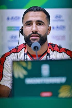 June 13, 2026, Monterrey, Mexico: Ali Abdi of the Tunisia speaks during the press conference, PK, Pressekonferenz of Sweden one day ahead of the FIFA World Cup, WM, Weltmeisterschaft, Fussball 2026 Group F match between Sweden and Tunisia at Monterrey Stadium on June 13, 2026 in Monterrey, Mexico. Photo: DiaEsportivo Monterrey Mexico - ZUMAh208 20260613_zsp_h208_035 Copyright: xHeulerxAndreyx