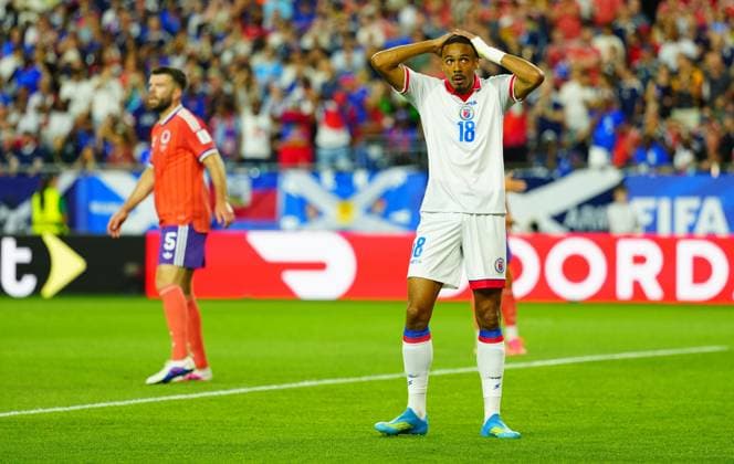 Wilson Isidor of Haiti shows a look of dejection after a missed chance Haiti v Scotland, 2026 FIFA World Cup, WM, Weltmeisterschaft, Fussball Group C, Football, Boston Stadium, Foxborough, Massachusetts, USA - 13 Jun 2026Foxborough Boston Stadium Massachusetts (MA) United States of America EDITORIAL USE ONLY No use with unauthorised audio, video, data, fixture lists, club league logos or live services. Online in-match use limited to 120 images, no video emulation. No use in betting, games or single club league player publications.  Copyright: xJavierxGarcia Shutterstockx 16924166bw