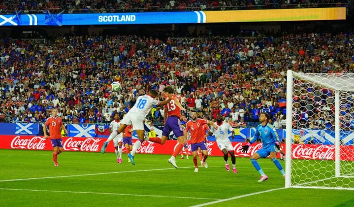 Wilson Isidor of Haiti nearly gets on the end of a cross Haiti v Scotland, 2026 FIFA World Cup, WM, Weltmeisterschaft, Fussball Group C, Football, Boston Stadium, Foxborough, Massachusetts, USA - 13 Jun 2026Foxborough Boston Stadium Massachusetts (MA) United States of America EDITORIAL USE ONLY No use with unauthorised audio, video, data, fixture lists, club league logos or live services. Online in-match use limited to 120 images, no video emulation. No use in betting, games or single club league player publications.  Copyright: xJavierxGarcia Shutterstockx 16924166bx