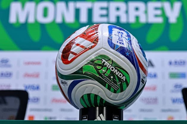 June 13, 2026, Monterrey, Mexico: An official Trionda ball for the World Cup is seen during the press conference, PK, Pressekonferenz of Sweden one day ahead of the FIFA World Cup, WM, Weltmeisterschaft, Fussball 2026 Group F match between Sweden and Tunisia at Monterrey Stadium on June 13, 2026 in Monterrey, Mexico. Photo: DiaEsportivo Monterrey Mexico - ZUMAh208 20260613_zsp_h208_044 Copyright: xHeulerxAndreyx