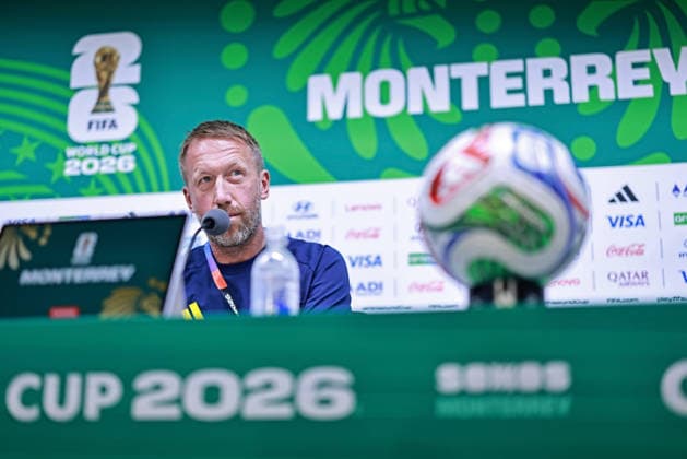 June 13, 2026, Monterrey, Mexico: Graham Potter, head coach of the Sweden speaks during the press conference, PK, Pressekonferenz of Sweden one day ahead of the FIFA World Cup, WM, Weltmeisterschaft, Fussball 2026 Group F match between Sweden and Tunisia at Monterrey Stadium on June 13, 2026 in Monterrey, Mexico. Photo: DiaEsportivo Monterrey Mexico - ZUMAh208 20260613_zsp_h208_047 Copyright: xHeulerxAndreyx