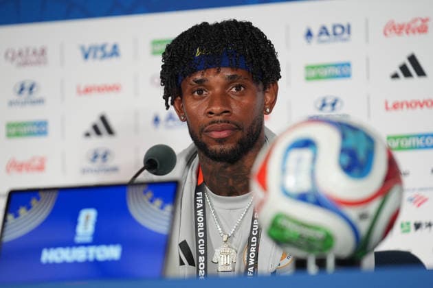 Ahead of Germany v Curacao - FIFA World Cup, WM, Weltmeisterschaft, Fussball 2026 - Group E TEXAS, UNITED STATES - JUNE 13: Leandro Bacuna of Curacao attends a press conference, PK, Pressekonferenz ahead of 2026 FIFA World Cup First Stage Group E match between Germany and Curacao at Houston Stadium in Texas, United States on June 13, 2026. Hakan Akgun Anadolu Texas United States. Editorial use only. Please get in touch for any other usage.  Copyright: x2026xAnadoluxHakanxAkgunx