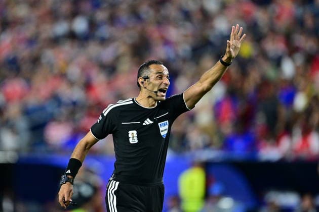 Haiti v Scotland - FIFA World Cup, WM, Weltmeisterschaft, Fussball 2026 - Group C FOXBOROUGH, UNITED STATES - JUNE 13: Referee Mustapha Ghorbal is seen with refcam during 2026 FIFA World Cup First Stage Group C match between Haiti and Scotland at Gillette Stadium (Boston Stadium) in Foxborough, Massachusetts, United States on June 13, 2026. Abdülhamid Hosbas Anadolu Massachusetts United States. Editorial use only. Please get in touch for any other usage.  Copyright: x2026xAnadoluxAbdülhamidxHoÅübaÅüx