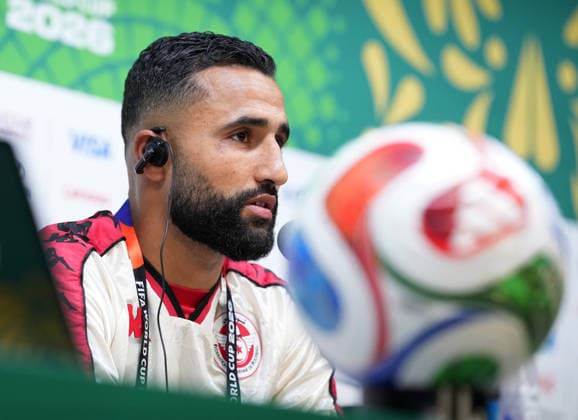 (260614) -- MONTERREY, June 14, 2026 -- Ali Abdi of Tunisia attends a press conference, PK, Pressekonferenz ahead of the group stage match between Sweden and Tunisia at the FIFA World Cup, WM, Weltmeisterschaft, Fussball 2026 in Monterrey, Mexico, June 13, 2026. (Photo by Xinhua) (SP)MEXICO-MONTERREY-FOOTBALL-FIFA WORLD CUP-PRESS CONFERENCE-SWE VS TUN MartinxZabala 