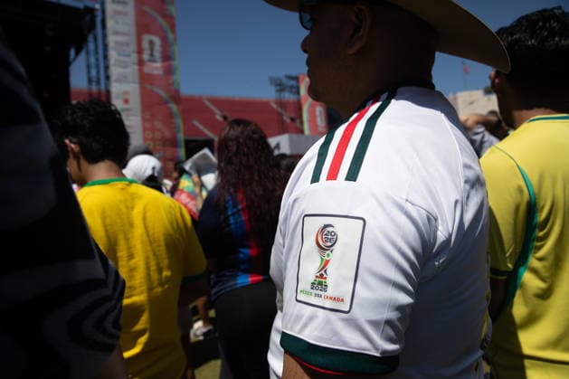 Fans watch Brazil v Morocco - FIFA World Cup, WM, Weltmeisterschaft, Fussball 2026 match in Los Angeles LOS ANGELES, CALIFORNIA - JUNE 13: Supporters watch a live broadcast of FIFA World Cup First Stage Group C opening match between Brazil and Morocco during the Fan Festival at the Los Angeles Memorial Coliseum in Los Angeles, California on June 13, 2026. Grace Hie Yoon Anadolu California United States. Editorial use only. Please get in touch for any other usage.  Copyright: x2026xAnadoluxGracexHiexYoonx