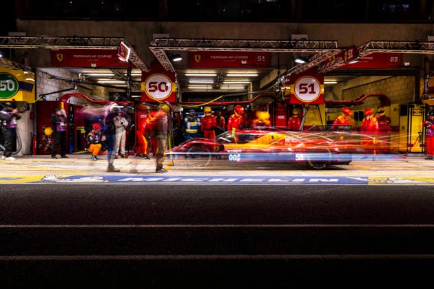 24 HEURES DU MANS 2026 - RACE - SUNDAY 51 PIER GUIDI Alessandro (ita), CALADO James (gbr), GIOVINAZZI Antonio (ita), Ferrari AF Corse, Ferrari 499P 51, Hypercar, pitstop, arrÃªt aux stands during the 24 Hours of Le Mans 2026, 3rd round of the 2026 FIA World Endurance Championship, on June 14, 2026 on the Circuit des 24 Heures du Mans in Le Mans, France - Le MansFrance  Copyright: xCharlyxLopezx