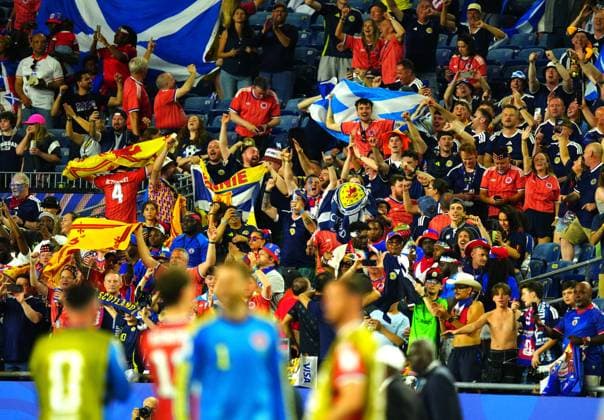 Scotland fans celebrate at full time Haiti v Scotland, 2026 FIFA World Cup, WM, Weltmeisterschaft, Fussball Group C, Football, Boston Stadium, Foxborough, Massachusetts, USA - 13 Jun 2026Foxborough Boston Stadium Massachusetts (MA) United States of America EDITORIAL USE ONLY No use with unauthorised audio, video, data, fixture lists, club league logos or live services. Online in-match use limited to 120 images, no video emulation. No use in betting, games or single club league player publications.  Copyright: xJavierxGarcia Shutterstockx 16924166db