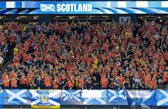 June 13, 2026; Foxborough, Massachusetts, USA; Scotland fans cheer at the beginning of a FIFA World Cup, WM, Weltmeisterschaft, Fussball 2026 Group C match between Haiti and Scotland at Boston Stadium. (c) CSM - ZUMAc04_ 20260613_zma_c04_159 Copyright: xBurtxGranofskyx