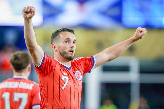 June 13, 2026, Foxborough, Massachusetts, USA: JOHN MCGINN of Scotland celebrates his goal during the 2026 FIFA World Cup, WM, Weltmeisterschaft, Fussball Group C match at Boston Stadium in Massachusetts on June 12, 2026. Haiti 0 V 1 Scotland - FIFA World Cup 2026  - ZUMAm283 20260613_zsp_m283_012 Copyright: xBillyxMyersx