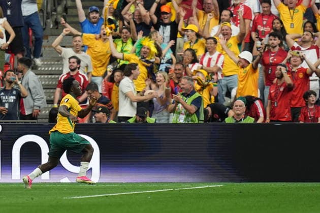 Australia v Turkiye - FIFA World Cup, WM, Weltmeisterschaft, Fussball 2026 - Group D VANCOUVER, CANADA - JUNE 13: Nestory Irankunda (17) of Australia celebrates after scoring a goal during the 2026 FIFA World Cup First Stage Group D match between Australia and Turkiye at BC Place Stadium in Vancouver, Canada on June 13, 2026. Ercin Erturk Anadolu British Columbia Canada. Editorial use only. Please get in touch for any other usage.  Copyright: x2026xAnadoluxErcinxErturkx