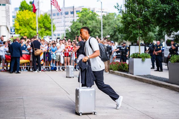 FIFA World Cup 2026, arrival of the German national team DFB at the team hotel Inter Continental on 13 06 2026 in Houston, Texas Jamie Leweling Copyright: xBahhoxKarax