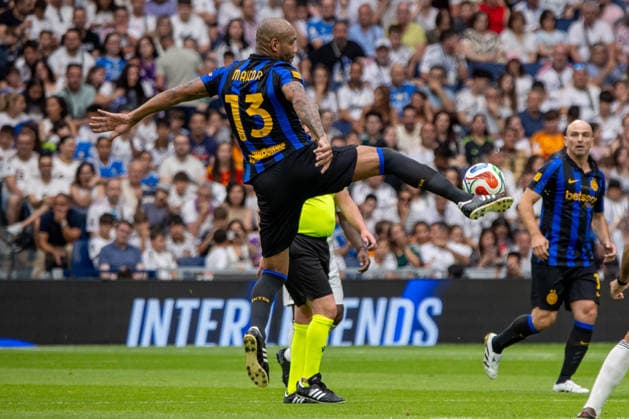 June 13, 2026, Madrid, Spain: Maicon of Inter Legends seen in action during the Corazon Classic Match 2026 football match between Real Madrid Leyendas and Inter Legends at Santiago Bernabeu stadium. Final score; Real Madrid Leyendas 2:1 Inter Legends Madrid Spain - ZUMAs197 20260613_aaa_s197_553 Copyright: xDavidxCanalesx