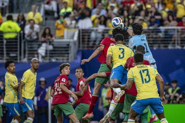 RECORD DATE NOT STATED match between Brazil and Morocco for the 2026 FIFA World Cup, WM, Weltmeisterschaft, Fussball New Jersey (NJ), June 13, 2026 - World Cup Brazil vs. Morocco - Action from the match between Brazil and Morocco in the 2026 FIFA World Cup Group Stage, Round 1, at MetLife Stadium in New Jersey, USA, on the evening of Saturday, June 13, 2026.(Foto: Pedro Paulo Diaz Thenews2 imago images) SPO  Copyright: xPedroxPauloxDiazx