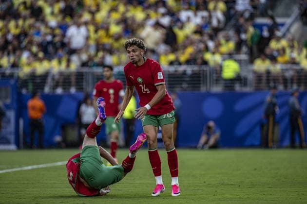 RECORD DATE NOT STATED match between Brazil and Morocco for the 2026 FIFA World Cup, WM, Weltmeisterschaft, Fussball New Jersey (NJ), June 13, 2026 - World Cup Brazil vs. Morocco Moroccan player Neil El Aynaoui during the match between Brazil and Morocco in the 2026 FIFA World Cup Group Stage, Round 1, at MetLife Stadium in New Jersey, USA, on the evening of Saturday, June 13, 2026.(Foto: Pedro Paulo Diaz Thenews2 imago images) SPO  Copyright: xPedroxPauloxDiazx