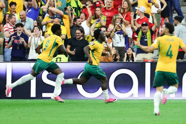 Nestory Irankunda celebrates scoring a goal during the FIFA World Cup, WM, Weltmeisterschaft, Fussball 2026 match between Australia and Turkey at BC Place, Vancouver, Canada on 13 June 2026. Copyright: xPeterxDovganx 45060030
