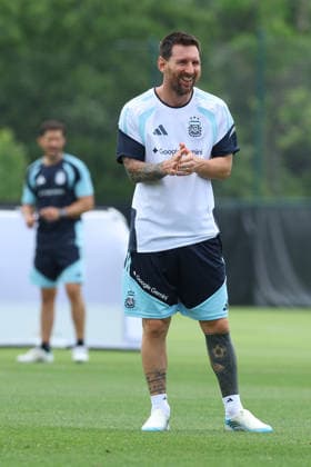 Argentina™s forward Lionel Messi takes part in a training session during the 2026 FIFA World Cup football tournament at Sporting KC Training Centre in Kansas City on June 13, 2026 ¨ Photo by Alejandro PAGNI PHOTOxPHOTO KANSAS CITY UNITED STATES Copyright: xALEJANDROxPAGNIx