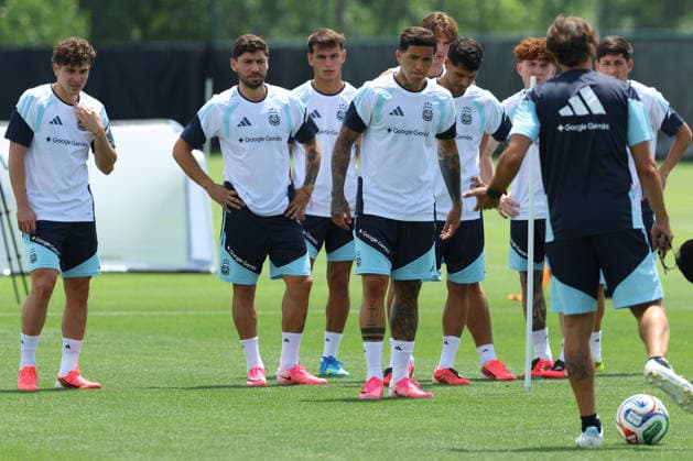 Argentina™s players take part in a training session during the 2026 FIFA World Cup football tournament at Sporting KC Training Centre in Kansas City on June 13, 2026 ¨ Photo by Alejandro PAGNI PHOTOxPHOTO KANSAS CITY UNITED STATES Copyright: xALEJANDROxPAGNIx