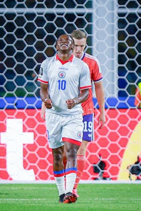 June 13, 2026, Foxborough, Massachusetts, USA: JEAN-RICNER BELLEGARDE of Haiti reacts after missing a goal during the 2026 FIFA World Cup, WM, Weltmeisterschaft, Fussball Group C match at Boston Stadium in Massachusetts on June 12, 2026. Foxborough USA - ZUMAm283 20260613_zsp_m283_002 Copyright: xBillyxMyersx