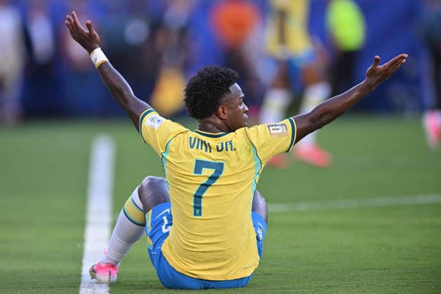 June 13, 2026, East Rutherford, New Jersey, USA: June 13, 2026, East Rutherford New Jersey USA: Brazil forward VINICIUS JUNIOR (7) in action during the World Cup Group C round 1 match at New York New Jersey Stadium Brazil draws with Morocco 1 to 1 East Rutherford USA - ZUMAa301 20260613_aaf_a301_039 Copyright: xBrooksxVonxArxx