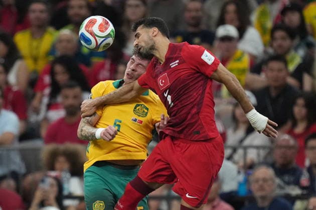 June 13, 2026, Vancouver, Bc, CANADA: Australia s Jordan Bos (5) and Turkey s Zeki Celik (2) vie for the ball during the first half of a World Cup Group D soccer match, in Vancouver, on Saturday, June 13, 2026. Canada News - June 13, 2026  - ZUMAc35_ 20260613_zaf_c35_223 Copyright: xDarrylxDyckx