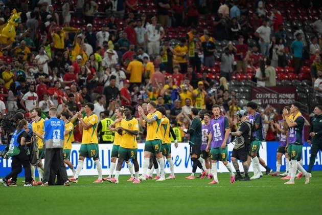 Australia v Turkiye - FIFA World Cup, WM, Weltmeisterschaft, Fussball 2026 - Group D VANCOUVER, CANADA - JUNE 13: Players of Australia celebrate during the 2026 FIFA World Cup First Stage Group D match between Australia and Turkiye at BC Place Stadium in Vancouver, Canada on June 13, 2026. Ercin Erturk Anadolu British Columbia Canada. Editorial use only. Please get in touch for any other usage.  Copyright: x2026xAnadoluxErcinxErturkx