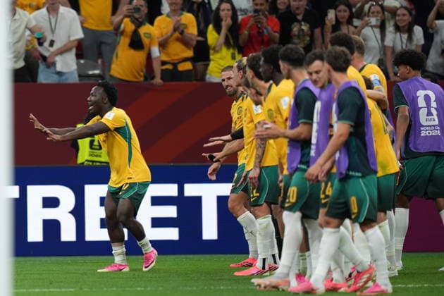 Australia v Turkiye - FIFA World Cup, WM, Weltmeisterschaft, Fussball 2026 - Group D VANCOUVER, CANADA - JUNE 13: Players of Australia celebrate after the 2026 FIFA World Cup First Stage Group D match between Australia and Turkiye at BC Place Stadium in Vancouver, Canada on June 13, 2026. Ercin Erturk Anadolu British Columbia Canada. Editorial use only. Please get in touch for any other usage.  Copyright: x2026xAnadoluxErcinxErturkx