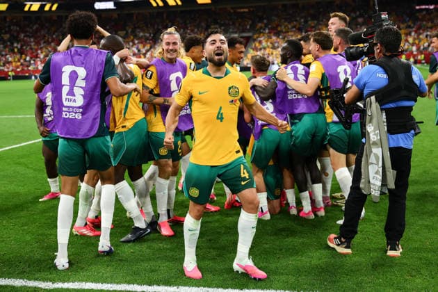 Connor Metcalfe of Australia scores a goal and celebrates with team mates during the FIFA World Cup, WM, Weltmeisterschaft, Fussball 2026 match between Australia and Turkey at BC Place, Vancouver, Canada on 13 June 2026. Copyright: xPeterxDovganx 45060067