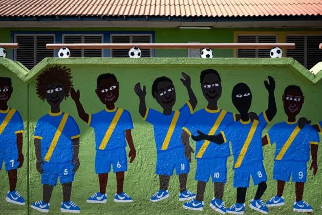 WILLEMSTAD - A mural related to the World Cup in the streetscape of Willemstad. For Curacao, the World Cup begins with a match against Germany. RAMON VAN FLYMEN ANP netherlands out - belgium out Willemstad xVIxxIVx 560949811 originalFilename: 0859065922st.jpg