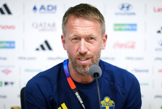 (260614) -- MONTERREY, June 14, 2026 -- Graham Potter, head coach of Sweden, attends a press conference, PK, Pressekonferenz ahead of the group stage match between Sweden and Tunisia at the FIFA World Cup, WM, Weltmeisterschaft, Fussball 2026 in Monterrey, Mexico, June 13, 2026. ) (SP)MEXICO-MONTERREY-FOOTBALL-FIFA WORLD CUP-PRESS CONFERENCE-SWE VS TUN MartinxZabala 