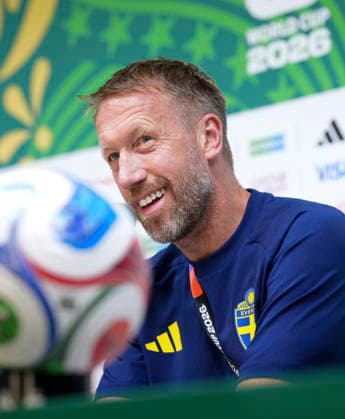 (260614) -- MONTERREY, June 14, 2026 -- Graham Potter, head coach of Sweden, attends a press conference, PK, Pressekonferenz ahead of the group stage match between Sweden and Tunisia at the FIFA World Cup, WM, Weltmeisterschaft, Fussball 2026 in Monterrey, Mexico, June 13, 2026. ) (SP)MEXICO-MONTERREY-FOOTBALL-FIFA WORLD CUP-PRESS CONFERENCE-SWE VS TUN MartinxZabala 