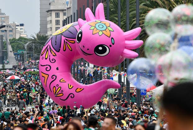 (260614) -- MEXICO CITY, June 14, 2026 -- People take part in a World Cup parade in Mexico City, capital of Mexico, June 13, 2026. ) (SP)MEXICO-MEXICO CITY FIFA World Cup, WM, Weltmeisterschaft, Fussball PARADE DingxHongfa 