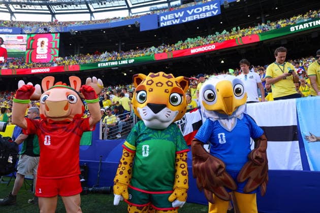 FIFA World Cup, WM, Weltmeisterschaft, Fussball - Brazil vs Morocco - Fans Mascots during the match between Brazil and Morocco in the first round of Group C of the 2026 FIFA World Cup at New York New Jersey Stadium, USA on June 13, 2026. Photo by Charles Guerin ABACAPRESS.COM New York United States  Copyright: xGuerinxCharles ABACAx