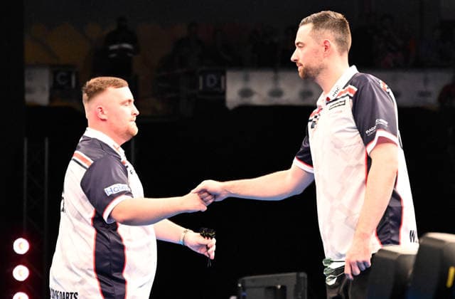 11 06 2026, xhbx, Dart World Cup of Darts 2026, v l Luke Littler England , Luke Humphries England DFL DFB REGULATIONS PROHIBIT ANY USE OF PHOTOGRAPHS as IMAGE SEQUENCES and or QUASI VIDEO Frankfurt