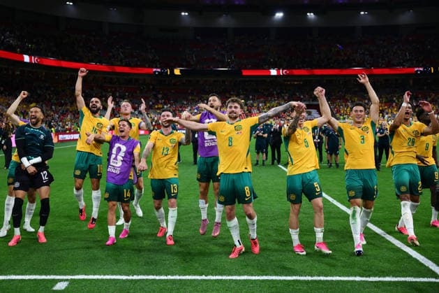 Australian players celebrate defeating Türkiye 2-0 in the first Group D Match during the FIFA World Cup, WM, Weltmeisterschaft, Fussball 2026 match between Australia and Turkey at BC Place, Vancouver, Canada on 13 June 2026. Copyright: xPeterxDovganx 45060081