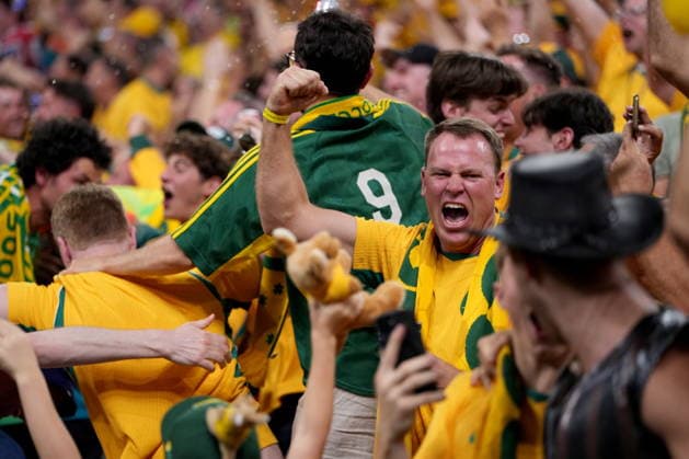 June 13, 2026, Vancouver, Bc, CANADA: Australia fans cheer on a goal during second half group D World Cup soccer action against Turkey, in Vancouver, Saturday, June 13, 2026. AUSTRALIA V. TURKEY  - ZUMAc35_ 20260613_zaf_c35_264 Copyright: xEthanxCairnsx