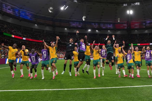 June 13, 2026, Vancouver, Bc, CANADA: Australia players jump as they salute the crowd following the team s 2-0 victory over Turkey in group D World Cup soccer action, in Vancouver, Saturday, June 13, 2026. AUSTRALIA V. TURKEY  - ZUMAc35_ 20260613_zaf_c35_283 Copyright: xEthanxCairnsx