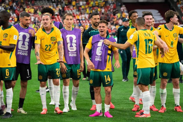VANCOUVER, CANADA - JUNE 13: Team Australia celebrates after winning the FIFA World Cup, WM, Weltmeisterschaft, Fussball 2026 group stage match between Australia and Turkey at BC Place Stadium on June 13, 2026 in Vancouver, British Columbia, Canada.  Copyright: xAmyxElle SPPx Sportspressphoto_SPR166169