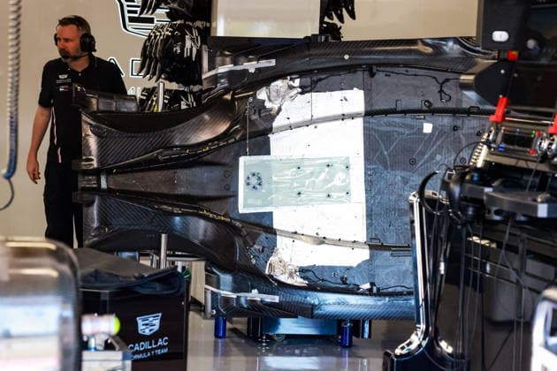 F1 - BARCELONA-CATALUNYA GRAND PRIX 2026 Cadillac F1 Team MAC-26, Mechanical detail of floor diffusor aerodynamism, aerodynamic, aerodynamics carbon during the Formula 1 Barcelona-Catalunya Grand Prix 2026, 7th round of the 2026 Formula One World Championship, WM, Weltmeisterschaft from June 12 to 14, 2026 on the Circuit de Barcelona-Catalunya, in Montmelo, Spain - MontmeloSpain  Copyright: xFLORENTxGOODENx