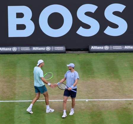 14 06 2026, Boss Open 2026, ATP Tour 250 Stuttgart, TTC Weissenhof, Tennis, Sport, in the picture Jan Lennard Struff GER and Yannick Hanfmann GER