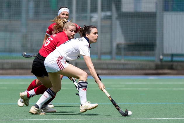 v li Lisa Schall TSVMH, 55 , Pauline Himmler FHC, 5 , duel, duel, tackle, tackling, dynamics, action, action, 14 06 2026, Mannheim Germany , Hockey, 2 Bundesliga Group South, Women, Feudenheimer HC TSV Mannheim xozx