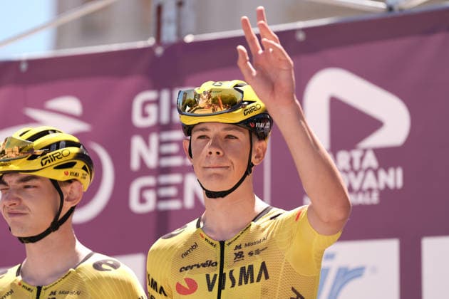 Belgium s Matisse Van Kerckhove of Team Visma Lease A Bike Development during Stage 1 of the Giro Next Generation from Reggio Calabria to Vibo Valentia Italy, Saturday June 14, 2026(Photo Massimo Paolone LaPresse)  Copyright: xMassimoxPaolone LaPressex