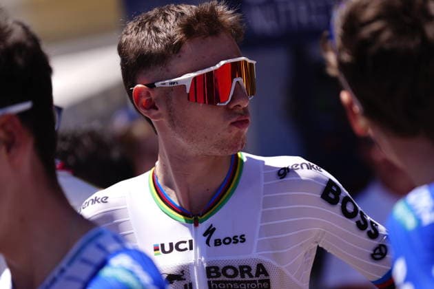 Italy s Lorenzo Mark Finn of Red Bull - Bora - Hansgrohe Rookies during Stage 1 of the Giro Next Generation from Reggio Calabria to Vibo Valentia Italy, Saturday June 14, 2026(Photo Fabio Ferrari LaPresse)  Copyright: xFabioxFerrarix LaPressex